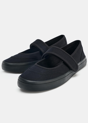 Текстильные балетки zara с ремешком