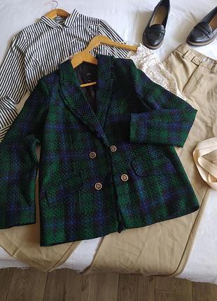 Сине-зеленый жакет в клетку