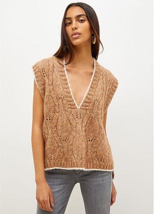 Свитер женский жилет liu jo шерсть альпака брендовая вязаная кофта s m old money