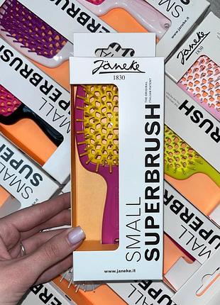 Щетка small janeke розовая с желтыми зубчиками