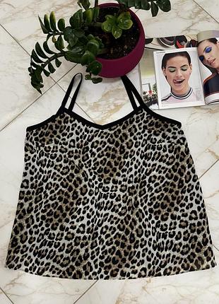 Жіноча стильна двостороння блуза-майка з принтом у горошок і тваринним