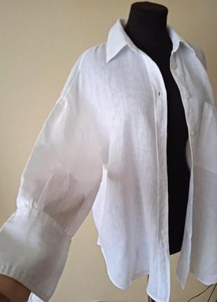 Рубашка белоснежная 100% льна бренд