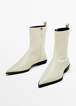 Чоботи черевики ботильони молочні бежеві massimo dutti limited edition