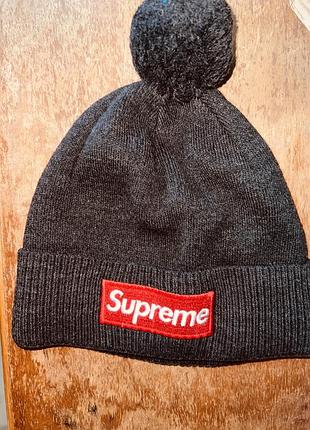 Шапка з бубоном зима з мікрофлісом р. 52-56 чорна