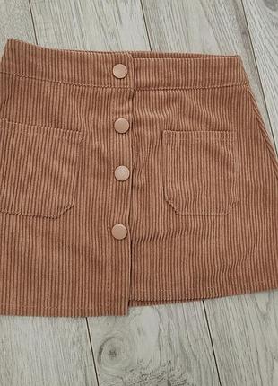 Вельветовая юбочка карамельного цвета