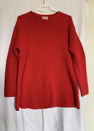 Модный вязаный красный свитер (размер 44/16-46/18)