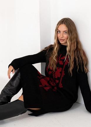 Женское теплое вязаное платье свободного кроя 1112 lz