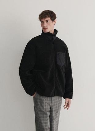 Чоловіча чорна куртка тедді