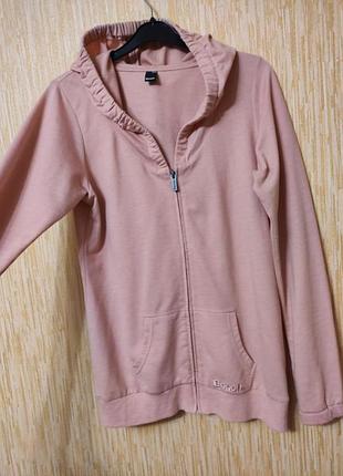 Женская толстовка олимпийка худи спортивная кофта персикового цвета на высокий рост, р.48/l