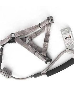 Поводок + шлея animall hj-y304-lн gray 8x1200x15 мм серый (2000981142100)