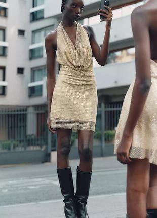 Сукня жіноча золотиста з блискітками zara new