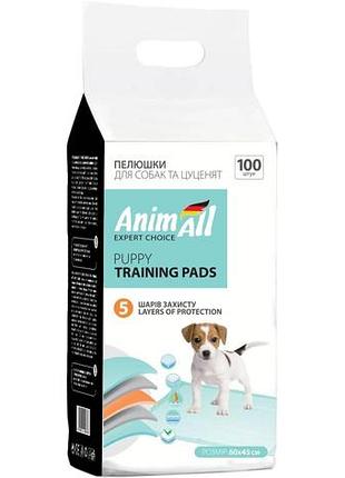Пеленки для собак animall 60х45 см зеленый 100 шт (4820224500911)