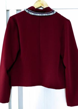 Пиджак цвета марсала.трендовый укороченый жакет/пиджак.италия.2 фото