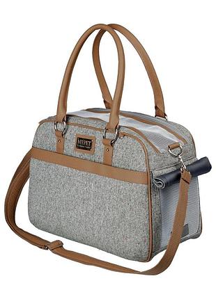 Сумка-переноска для собак і кішок trixie helen carrier 19 х 28 x 40 см до 10 кг бежева із сірим