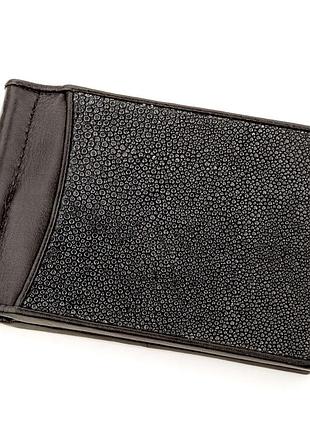 Затискач для грошей stingray leather 18293 з натуральної шкіри морського скату чорний
