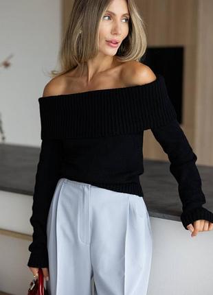 6 цветов! женский свитер с открытыми плечами, джемпер с отворотом, базовая кофта, прямой, классический, свободный