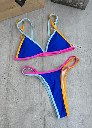 Купальник синій різнокольоровий
