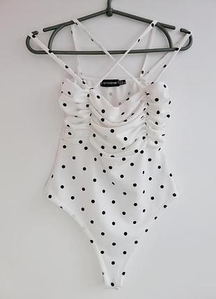 Боді біле чорне горох