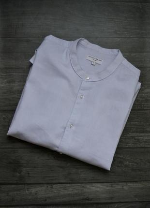 Мужскfя рубашка с круглым воротником стойка