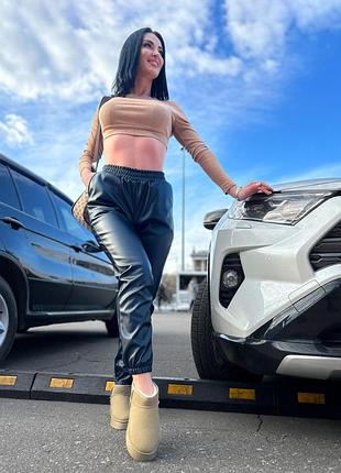 Флісові шкіряні джогери та лосіни