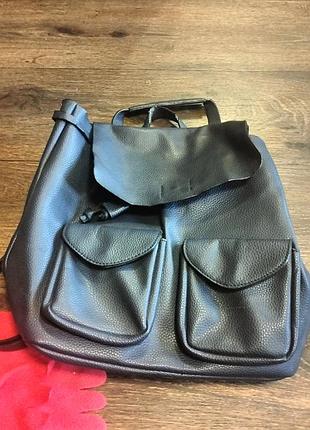 Рюкзак кожаный темно синего цвета