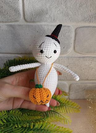 Призрак с тыквой, мягкая игрушка, ручная работа