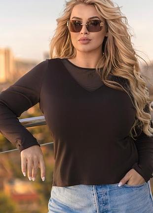 Женская кофточка с декольте сетку