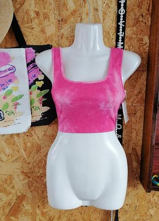 Блуза хлопок топ принт тайдай в рубчик развода облака