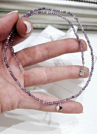 Намисто з аметисту з перлиною