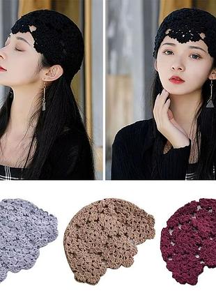 Вязаная шапка от солнца в корейском стиле