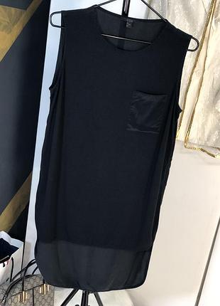 Ткніка чорна шовкова жіноча cos туніка з розрізами шовк віскоза комбінація