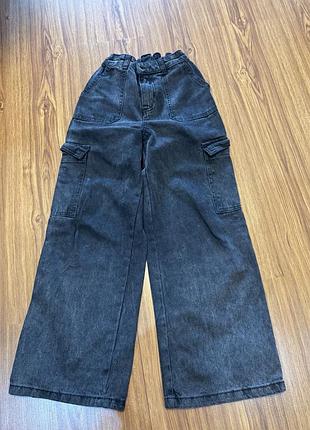 Джинси на дівчинку чорні широкі осінні, lc waikiki, 9-10y, 134-140 cm