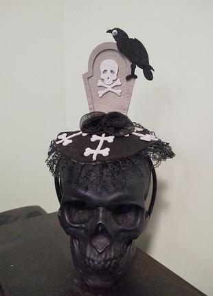 Готический мыльный шляпка на обруче надгробок с вороном на хеллоуин хелловин геловин