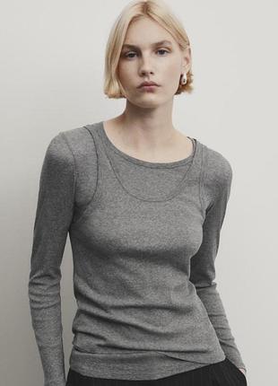 Подвійний лонгслів massimo dutti сірий м