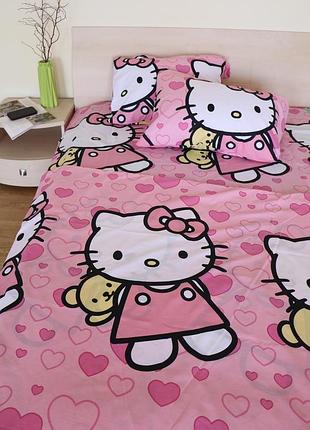 Дитяча постільна білизна,дитячий комплект,постільна білизна,домашній текстиль,kitty,дитячий текстиль