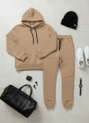 Базовий теполий однотонний спортивний повсякденний зручний костюм худі і штани кофта з капюшоном джогери унісекс парні чоловічій жіночій осінній зимов