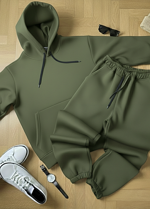 Теплый базовый однотонный спортивный повседневный костюм худи и штаны на флисе стандартного кроя кофта с капюшоном джоггеры осенний зимний парни унисе