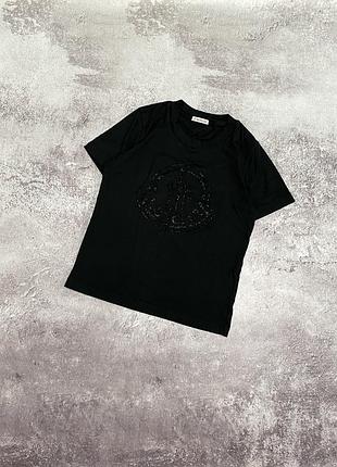Футболка moncler crystal-embellished logo cotton🔥