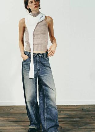 Джинси жіночі темно-сині подвійний пояс zara new