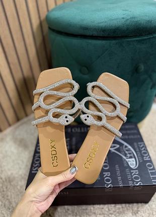 Босоніжки змії в стразах блискучі сандалі