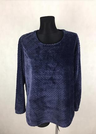 Темно-синя плюшева велюрова кофта светр george на l, xl
