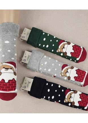 Махровые носки arti новогодние зеленые\серые\темно-синие