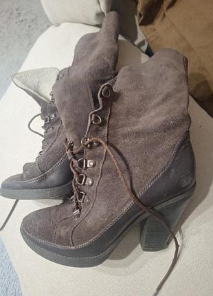 Сапоги зимові,коричневі,штучна замша,розмір 36.