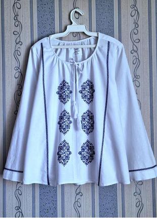 Льняная блуза-вышиванка m&s