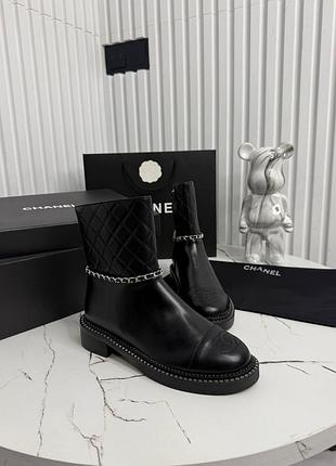 Осенние ботинки коженые женские брендовые люкс шанель