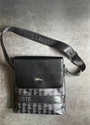 Мужская сумка через плечо из натуральной кожи lacoste сумка мессенджер лакоста
