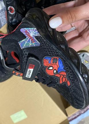 Кросівки на флісі на хлопчика 15см spider-man чорні демісезон
