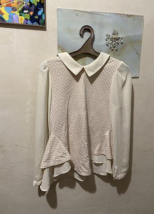 Блуза баскою з ефектом жилетки