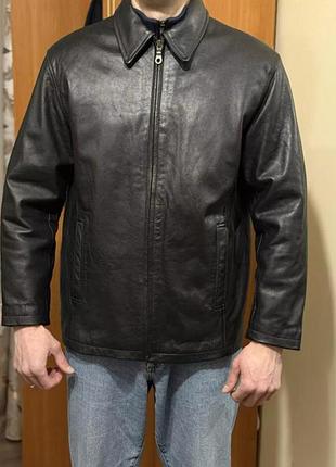 Винтажная кожаная куртка ted taylor в военном стиле, черного цвета, размер m.