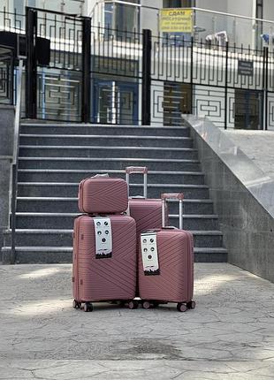 Подарок кейс 3 шт комплект + кейс  полипропилен msb  чемодан дорожный  на колесах